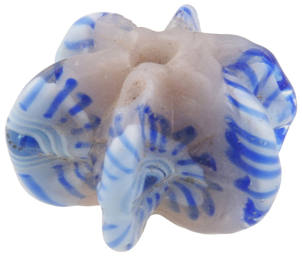 Antique Star Millefiori Mosaic Glass Trade Bead, Large 17X12Mm - alternate view