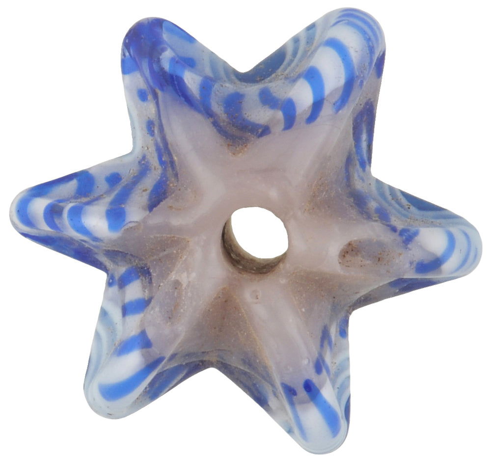 Antique Star Millefiori Mosaic Glass Trade Bead, Large 17X12Mm - product focus