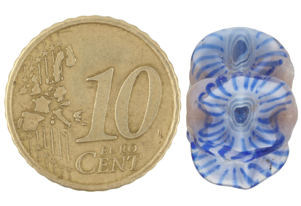 Antique Star Millefiori Mosaic Glass Trade Bead, Large 17X12Mm - angled shot