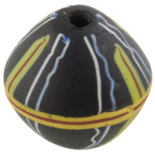 Rare Antique Black Bicone King Venetian Lampwork Glass Trade Bead - angled shot