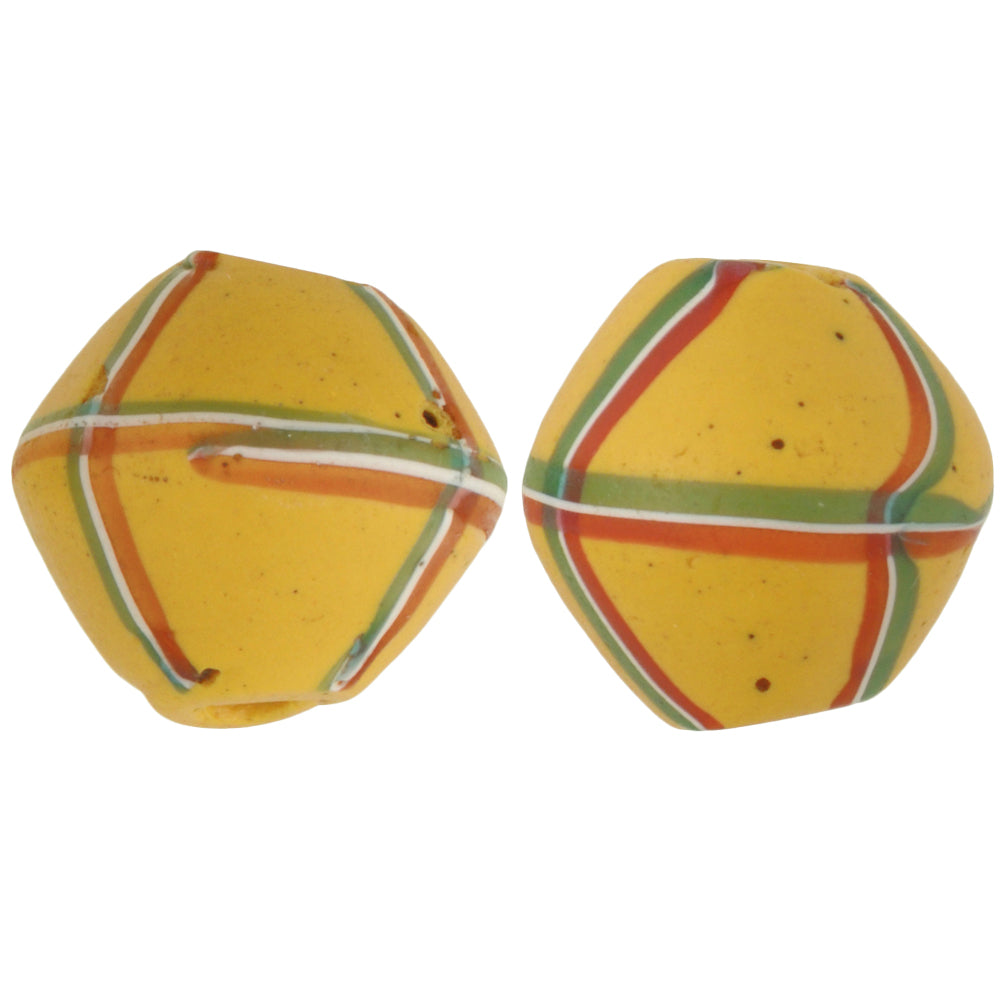 Antique Yellow Bicone "King" Venetian Glass Trade Beads, 16Mm
