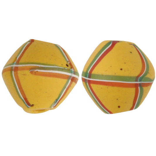 Antique Yellow Bicone "King" Venetian Glass Trade Beads, 16Mm
