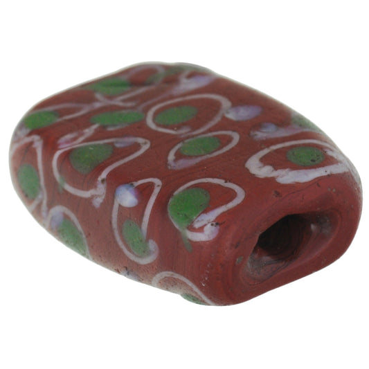 Antique Tabular Brick Fancy Venetian Lampwork Glass Trade Bead - product focus