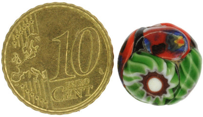 Antique Rare Tabular Millefiori Mosaic Glass Bead - African Trade Bead - zoomed-in detail