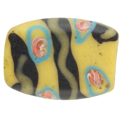 Antique Tabular Fancy Venetian Lampwork Glass Trade Bead, 20X15Mm