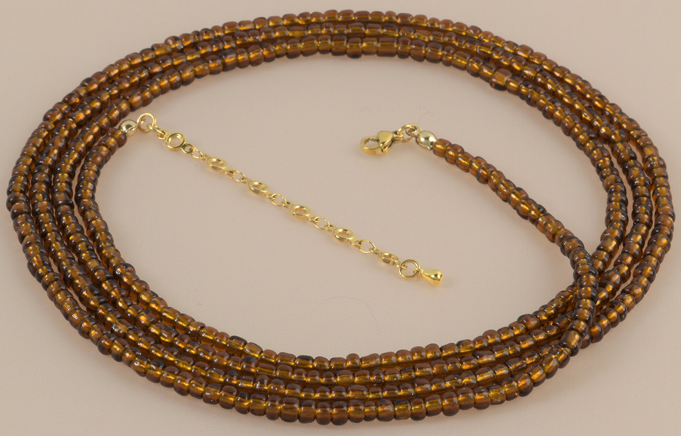 Ghana Waist Beads Handmade Belly Chain Weight Control African Body Jewelry - zoomed-in detail