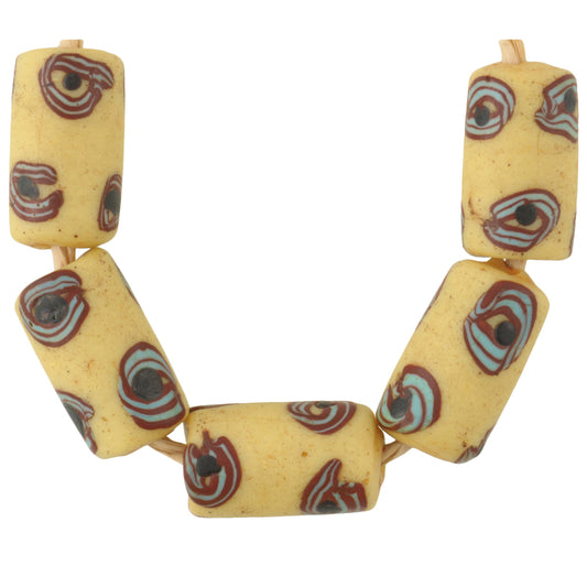 Antique Venetian "Eye" Fancy Wound Glass Trade Beads 17X10Mm - African Trade
