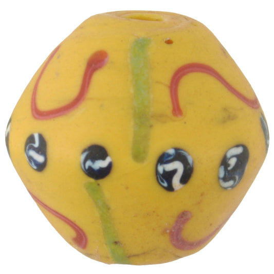 Antique Yellow Bicone King Venetian Lampwork Glass Trade Bead 19X18Mm