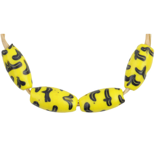 Antique Venetian Lampwork Glass Trade Beads With Trail Decoration - 14Mm