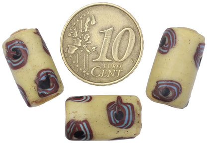 Antique Venetian Eye Fancy Wound Glass Trade Beads - African Trade Beads - close-up
