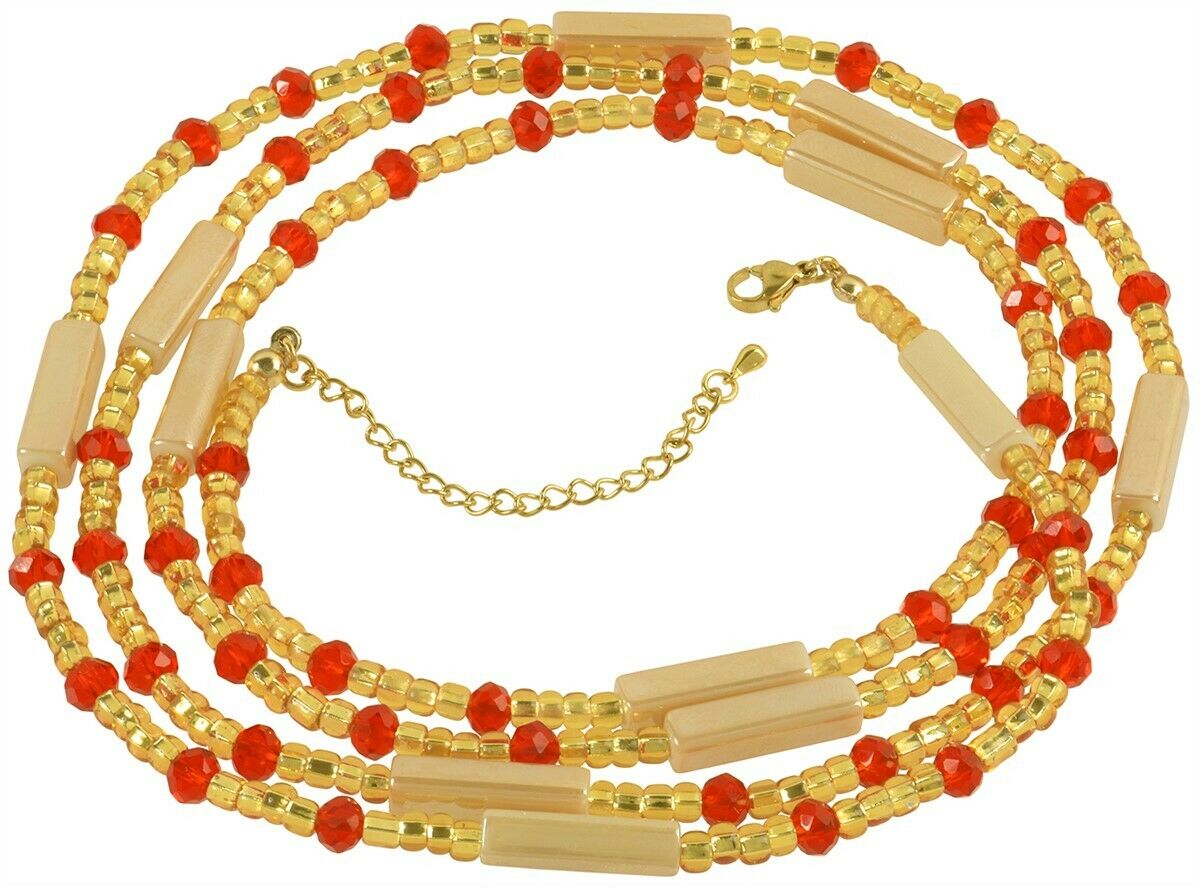 Ghana Waist Beads African Handmade Belly Chain Body Jewelry - zoomed-in detail
