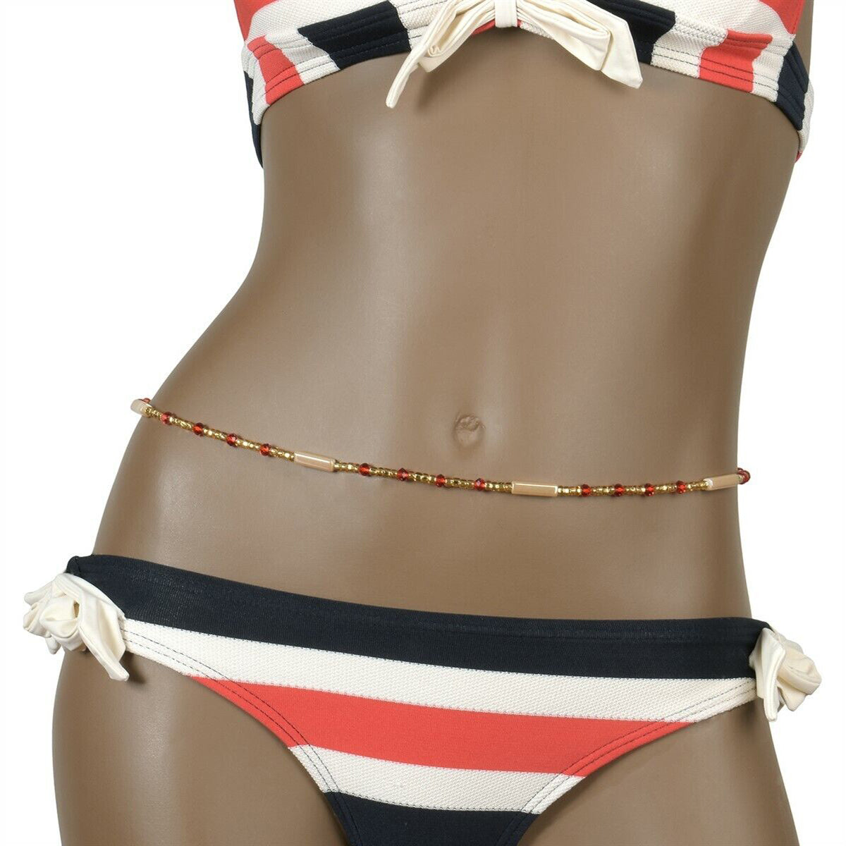 Ghana Waist Beads African Handmade Belly Chain Body Jewelry - angled shot