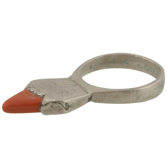 Old Tuareg Ring Silver Ethnic Jewelry African Niger Nigeria Mali West Africa - angled shot