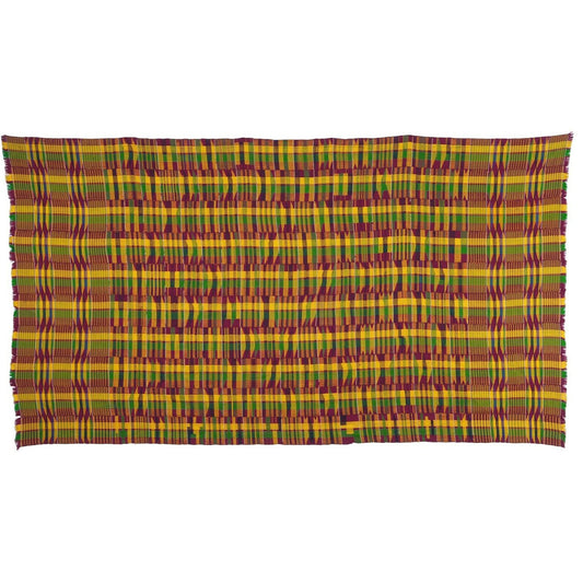Handwoven Ashanti Kente – Rare Vintage Silk Woman’s Cloth 75″×40¾″