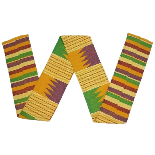 Authentic Handwoven Kente Scarf - Ghanaian Kente Stole - close-up