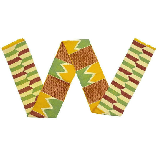 Handwoven Kente Stole - Authentic Ghanaian Double-Woven Scarf