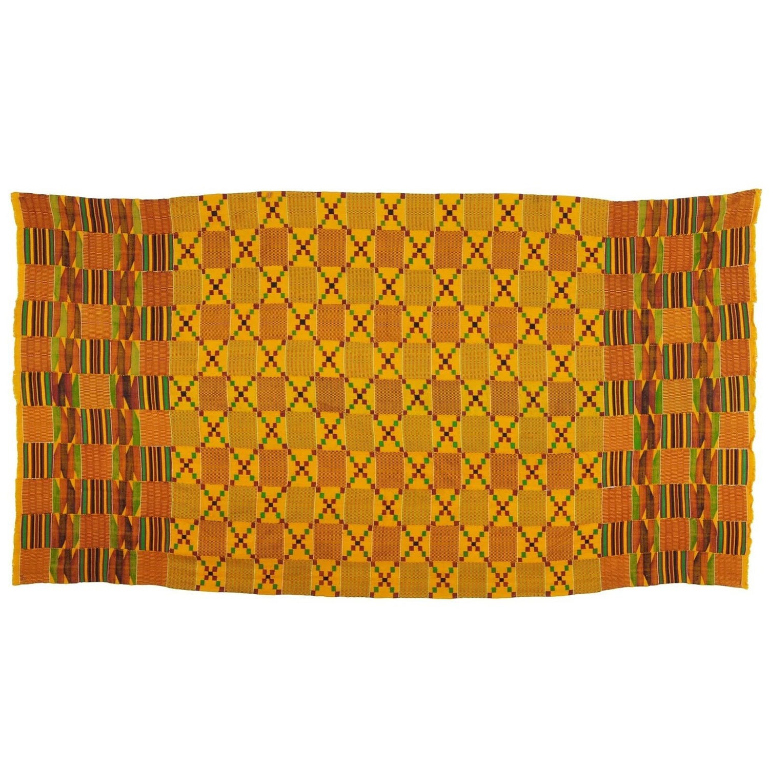 Handwoven Ashanti Kente Cloth Woman Size 74″×43″ Vintage Ghana