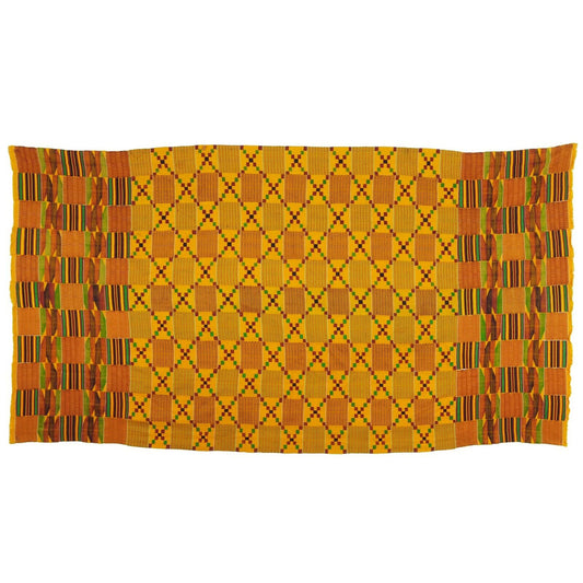 Handwoven Ashanti Kente Cloth Woman Size 74″×43″ Vintage Ghana