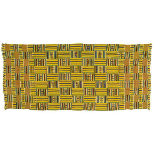 Handwoven Ashanti Kente Cloth – Vintage 1970s Woman Size 67″×30″