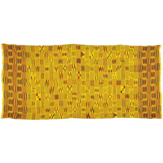 Rare Silk Handwoven Ashanti Kente Cloth – Mid‑1900s Woman Size