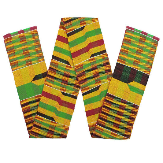 Authentic Ashanti Kente Scarf - Handwoven Ghanaian Heritage Textile