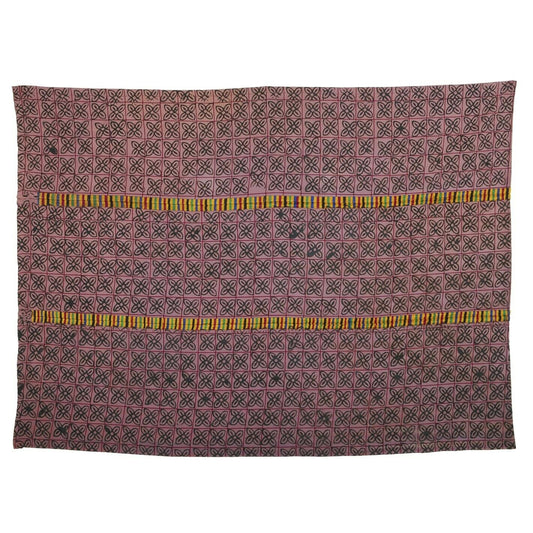 Hand Stamped Adinkra Cloth “Woman” Size 65×47 – Vintage Ghana Art