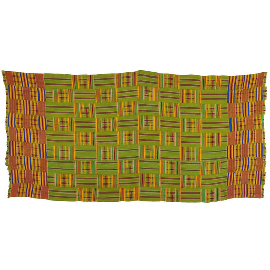 Handwoven Ashanti Kente Cloth – 1970s Woman Size 76″×39″
