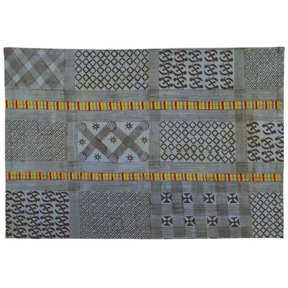 Vintage Hand Stamped Adinkra Cloth 55″×37½″ – Authentic 1970s Ghana