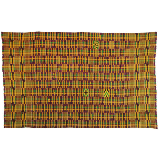 Handwoven Ashanti Kente Woman Cloth – Vintage Ghanaic Art (75″ × 46″)