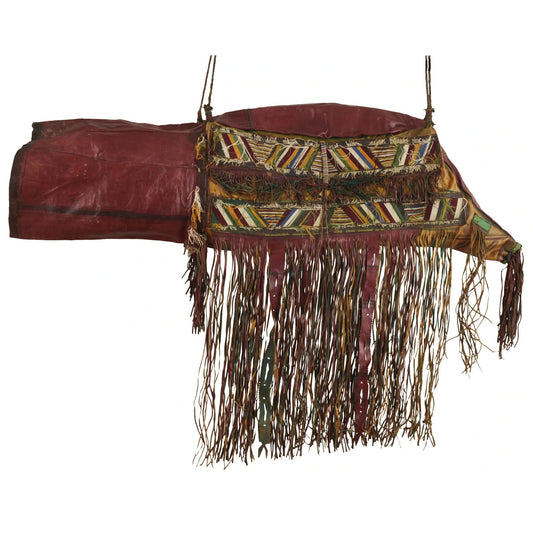 Camel Saddle Bag Old African Tuareg Leather Niger Mali Sahara Bedouin - cropped detail