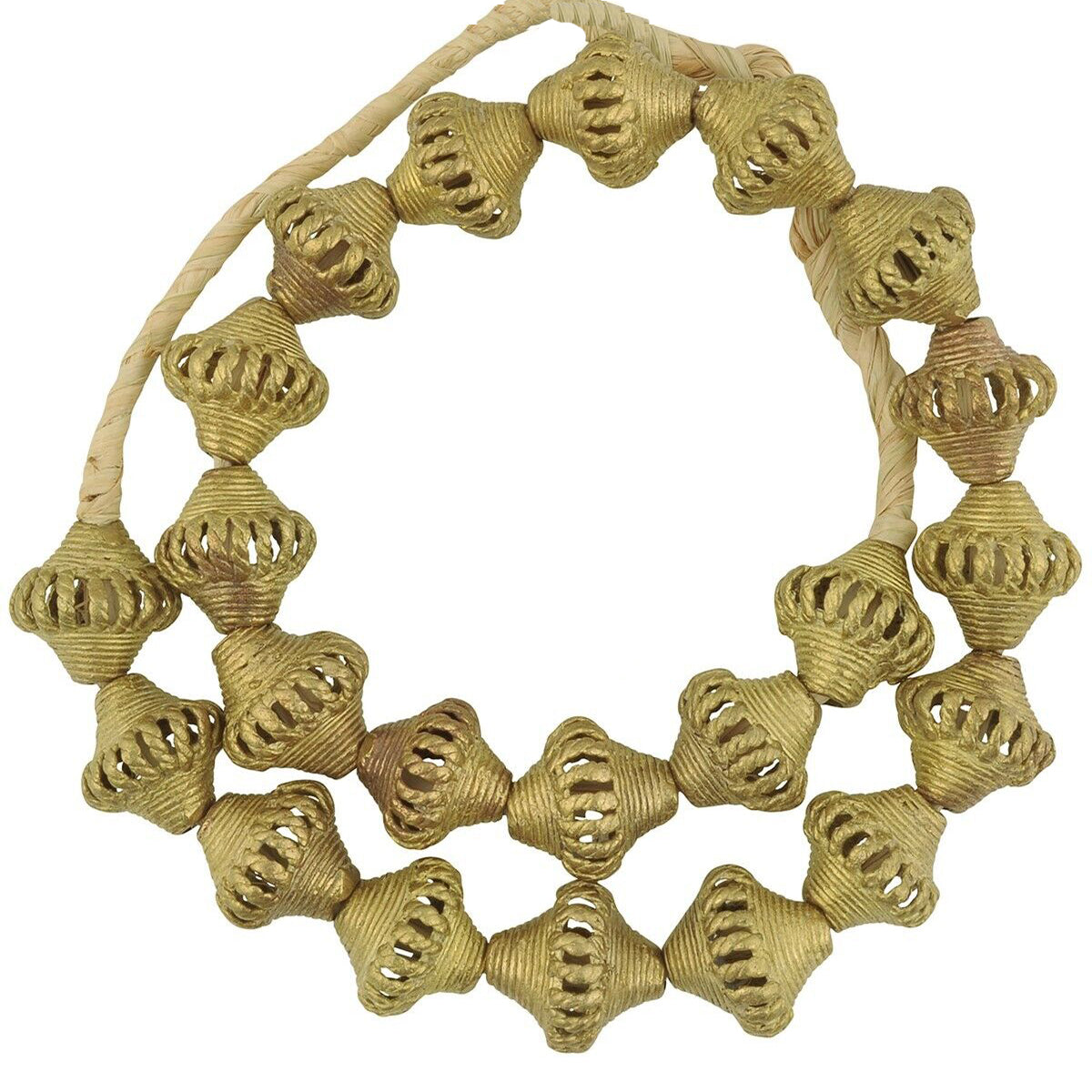 Exquisite Ashanti Bicone Brass Beads From Ghana - Handcrafted