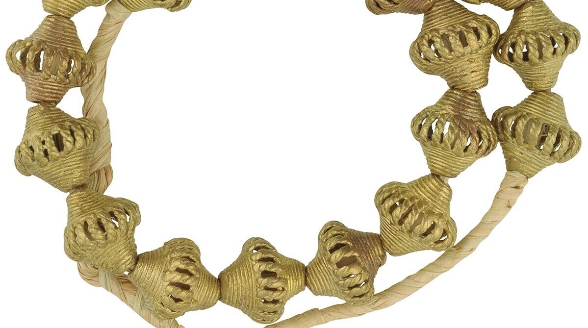 Exquisite Ashanti Bicone Brass Beads From Ghana - Handcrafted - close-up