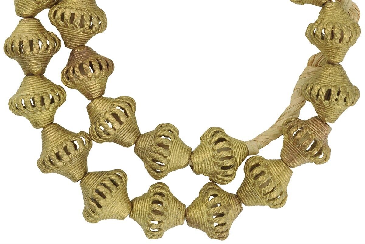 Exquisite Ashanti Bicone Brass Beads From Ghana - Handcrafted - alternate view