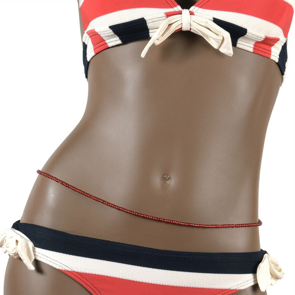 African Handmade Waist Beads Ghana Belly Chain Body Jewelry - angled shot