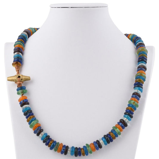 Handmade Multicolor Beaded Glass Necklace With Trade Beads
