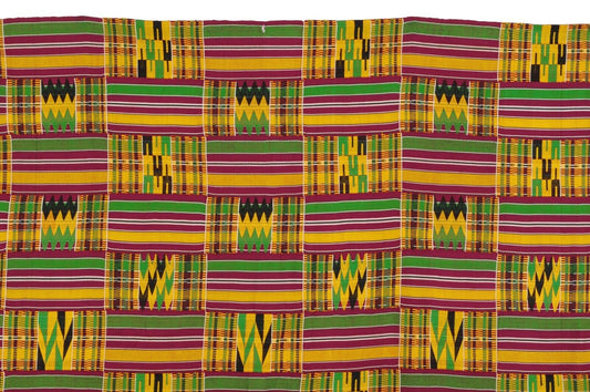 Handwoven Ashanti Kente Woman Size 80¾″ × 40½″ – Vintage 1970s Ghana Cloth