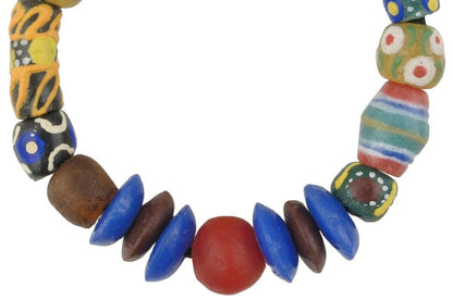 Handmade Beaded Bracelet - African Glass Trade Beads - close-up