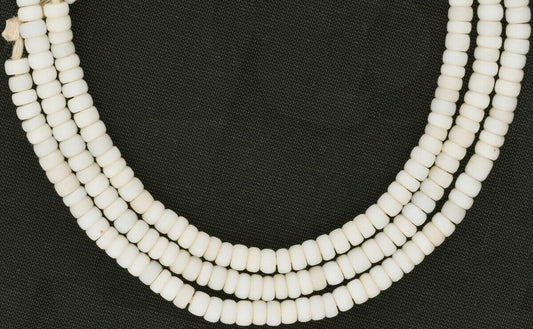 Rare Tiny White 3 mm Old Venetian Drawn Seed Glass Trade Beads Strand