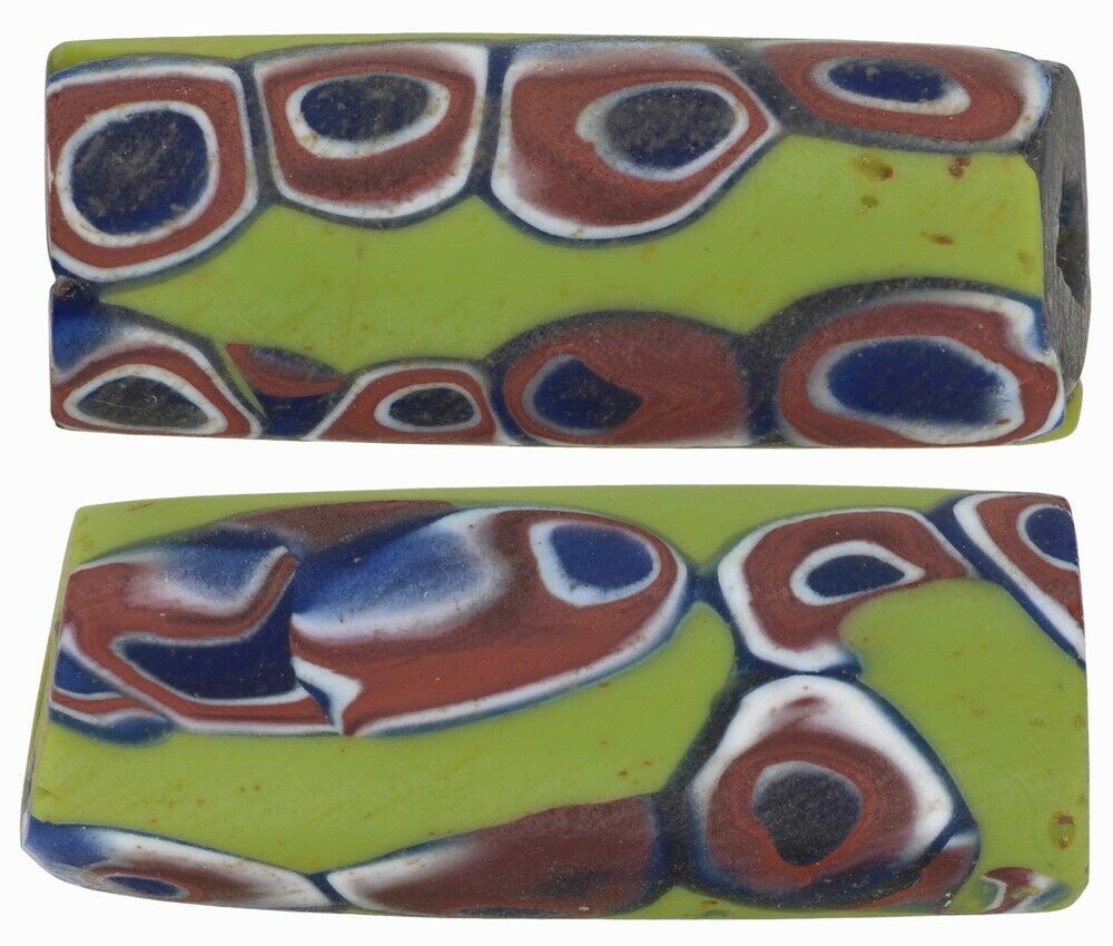 Antique Venetian Millefiori Glass Beads Old African Trade Large Mosaic Rare