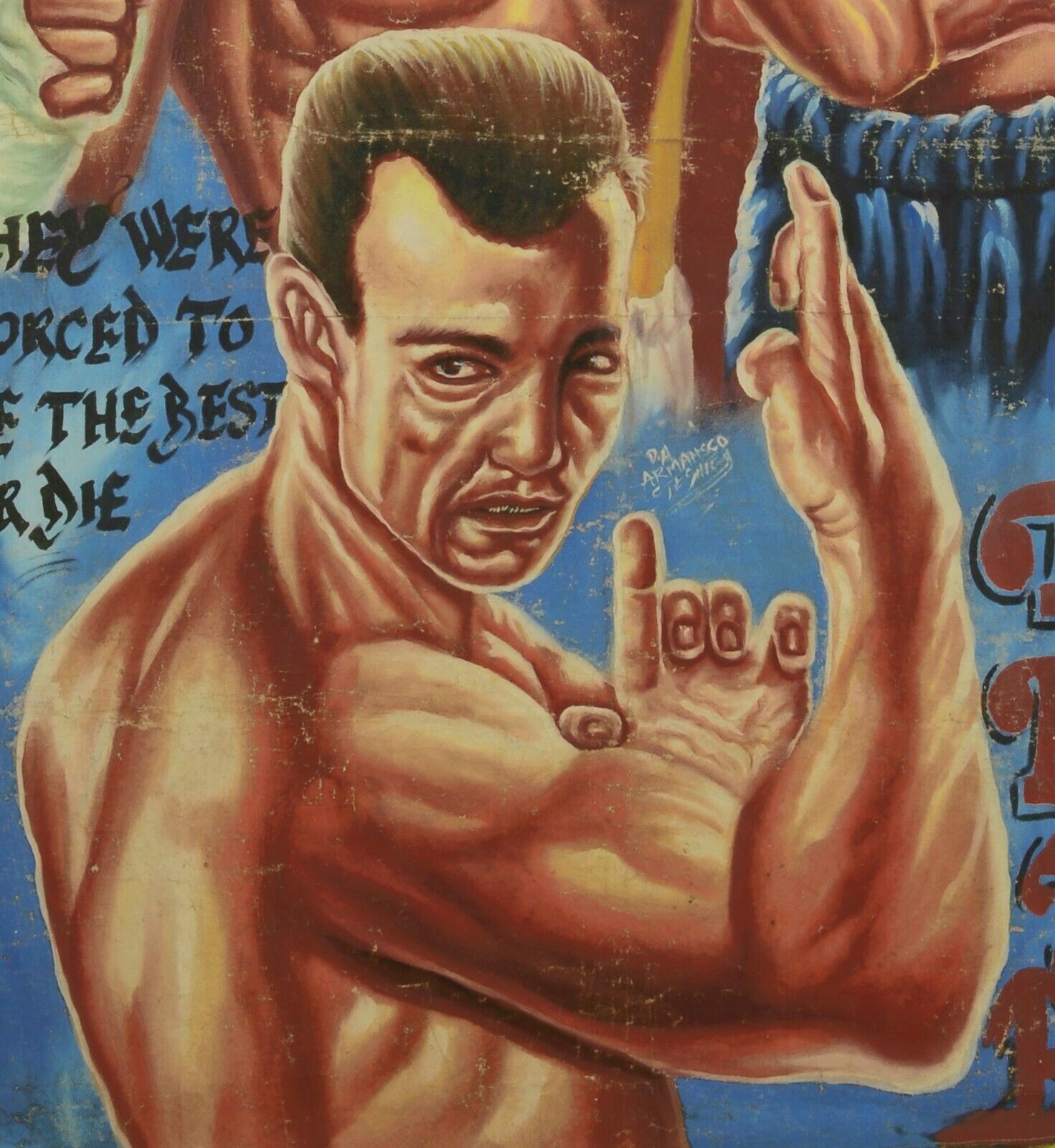 To Be The Best - Genuine Ghanaian Hand-Painted Martial Arts Poster - close-up