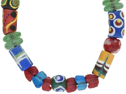 Handmade Beaded Bracelet - African Glass Beads From Ghana - close-up