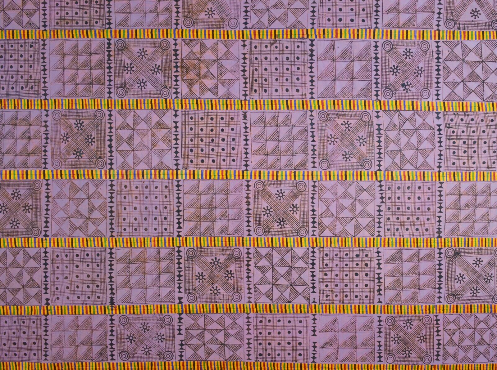 Variety Of Adinkra Symbols Cloth Ghana African Hand Stamped - close-up