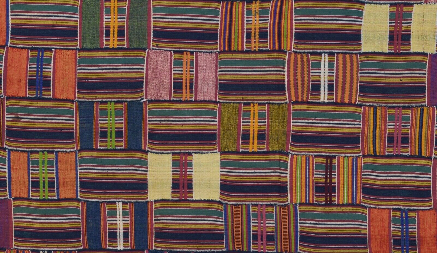 Nice Old Rare African Kente Ewe Ghana Hand Woven Cloth Textile Home Decoration - detailed product shot