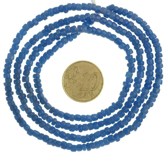 Old Venetian Drawn Seed Beads – Tiny 3 mm Blue Strand, Excellent Condition