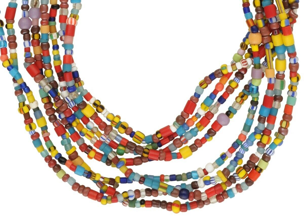 Tiny Old Venetian “Christmas” Waist Beads • 2–5 mm Drawn Seed Trade Beads