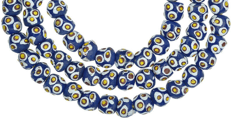 African Handmade Beads Recycled Glass Powder Krobo Tribal Ceremonial Jewelry - alternate view