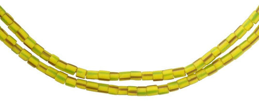 Extra-Fine 3 mm Yellow Striped Old Venetian Drawn Seed Glass Trade Bead Strand