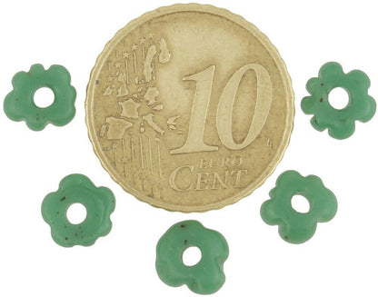 Old African Trade Beads Green Disks Fancy Venetian Glass Beads Spacers Lampwork