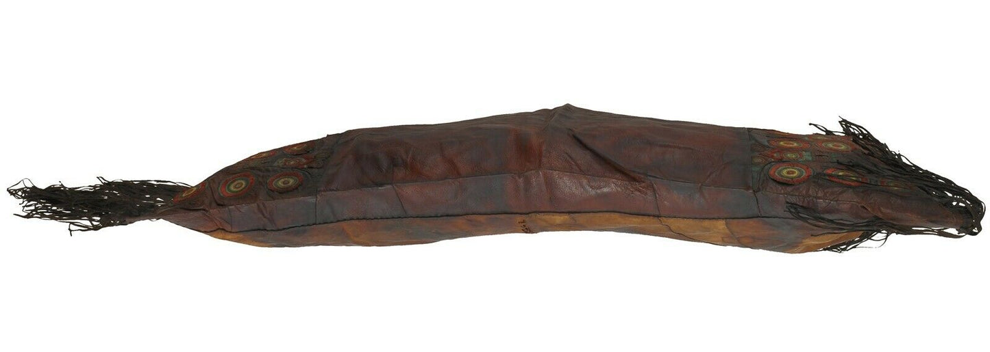 Old African Tuareg Leather Pillow Case Mali Niger Sahara Desert Bedouin Ethnic - partial view