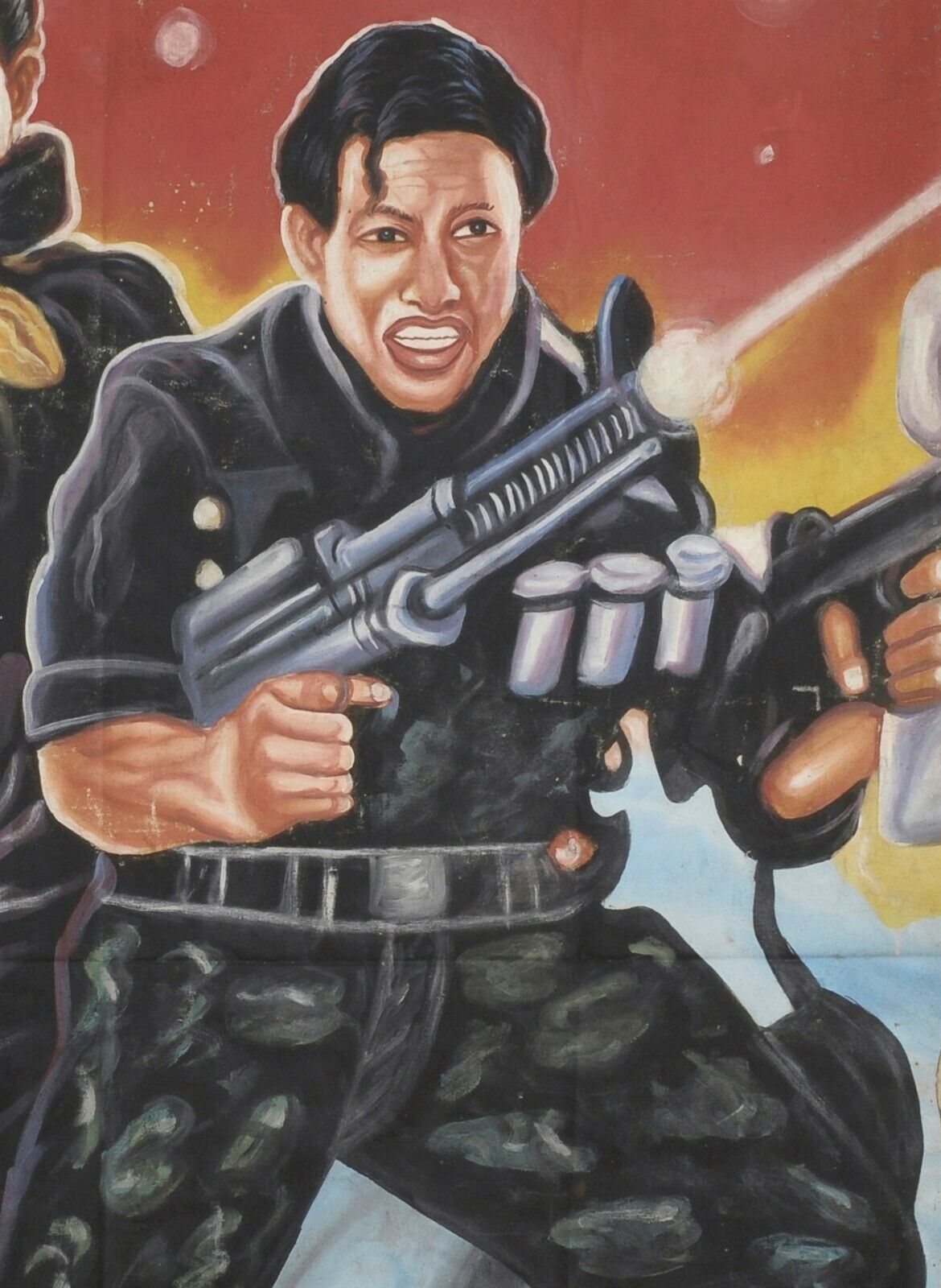 Black Sea Raid Hand Painted Movie Poster | Collectible African Art - close-up